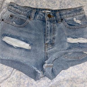 Billowing jean shorts